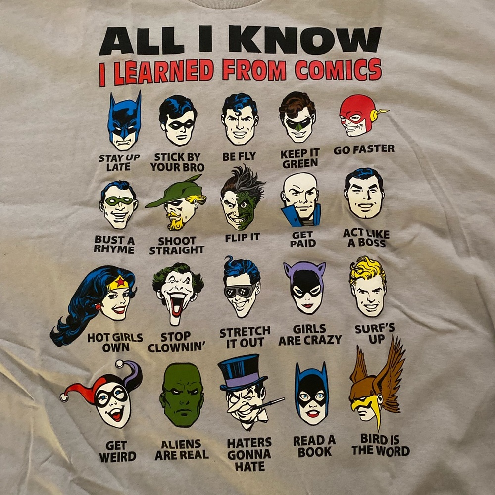DC Comics Orignal All I Know I Learned from Comics XL Grey